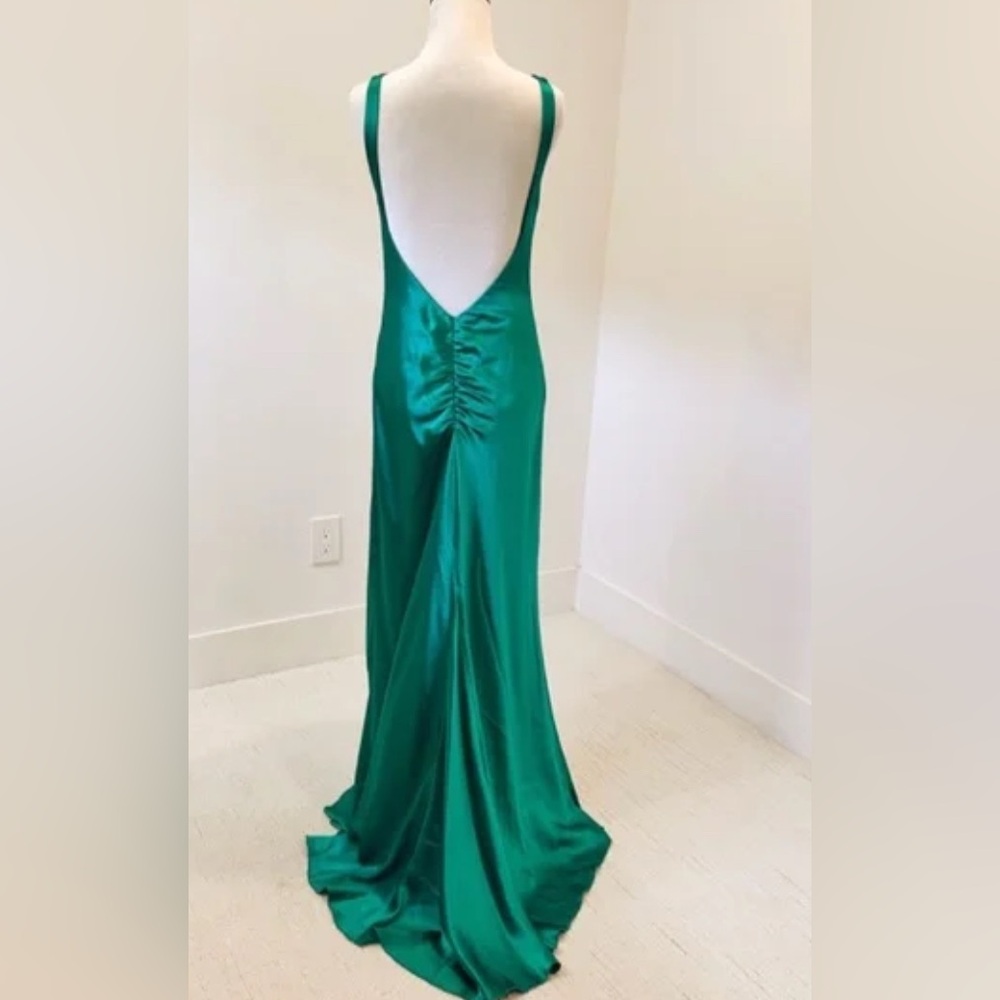 Allen B. By Allen Schwartz Green Cowl Neck Slip Gown